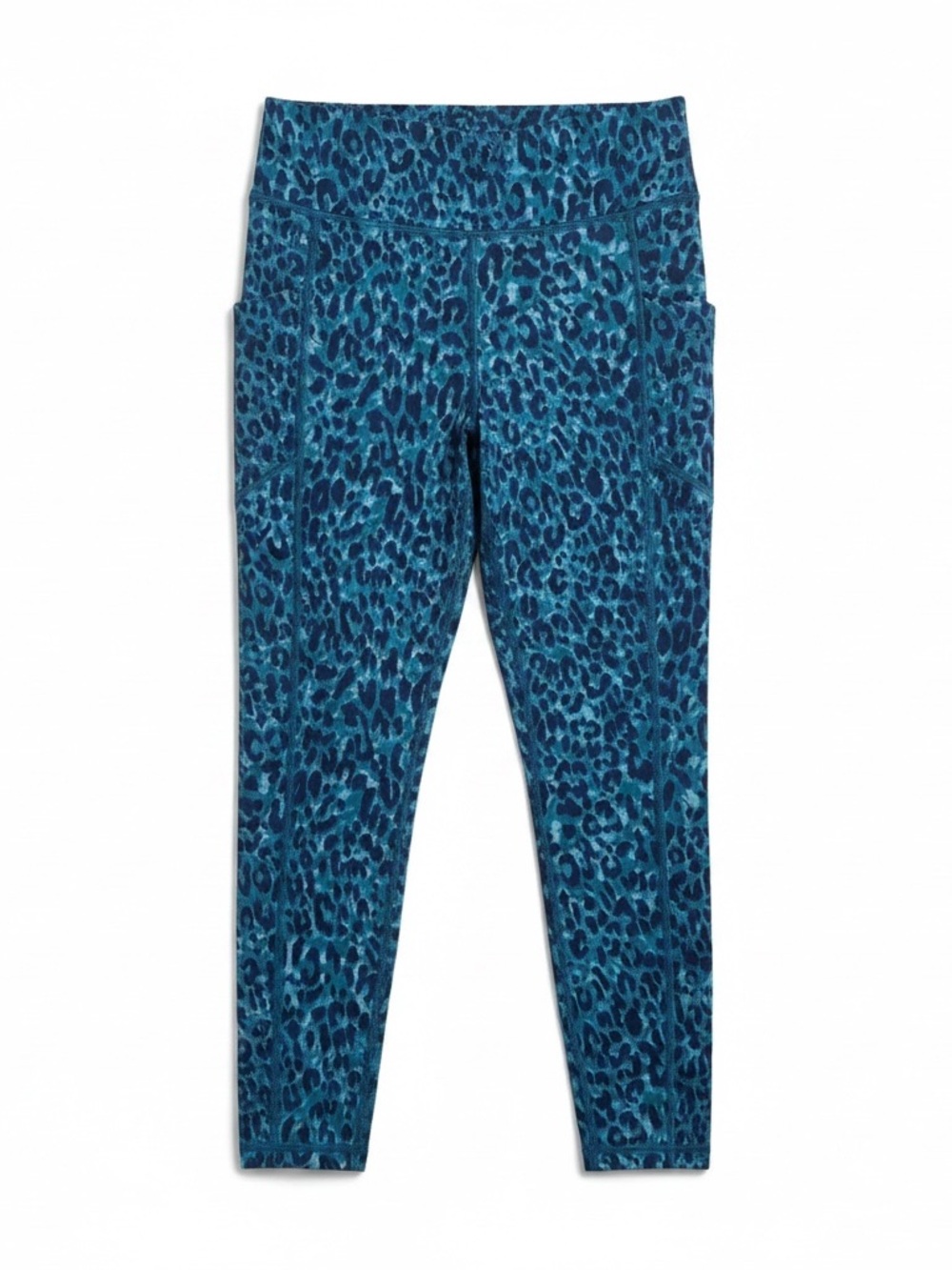 GAP Fit | Leopard Print Athletic Leggings in Blue and Black | M